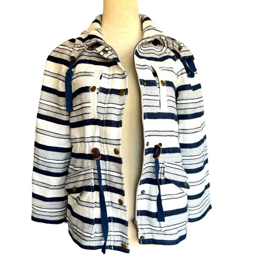 Ann Taylor Loft Cotton Stripe Coat Size XS Petite